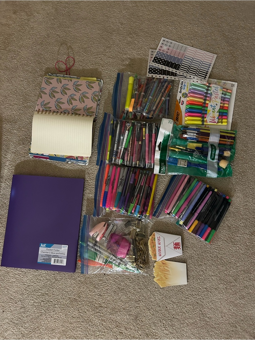 Assorted Purple & Multicolor Home Office Stationery Set